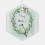 Ornement En Verre Aquarelle Gris Gris Jay Jay Bird Wreath Noël (Recto)