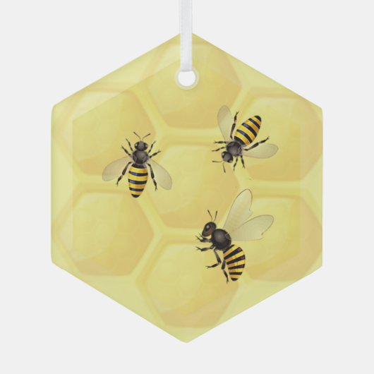 Ornement En Verre Aquarelle Honeypeb Bee Bee Bees (Recto)
