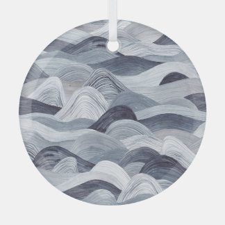 Ornement En Verre Aquarelle Indigo Vague sans fil