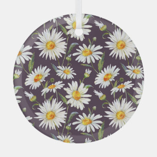 Ornement En Verre Aquarelle Marguerite : Floral Sans Fin Sombre