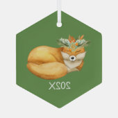 Ornement En Verre Aquarelle Noël Renard Keepsaké Année (Verso)