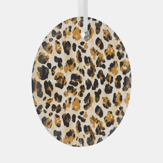 Ornement En Verre Aquarelle peau léopard, dégradé cravate-teint. (Avant droite)