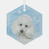 Ornement En Verre Aquarelle Poodle blanc chien animal (Recto)