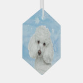 Ornement En Verre Aquarelle Poodle blanc chien animal (Avant droite)