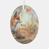 Ornement En Verre Aquarelle Rouge Renard Automne Couleur automne Nat (Avant gauche)