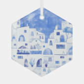 Ornement En Verre Aquarelle Santorin Grèce (Recto)