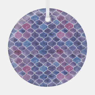 Ornement En Verre Aquarelle transparente Violet motif floral