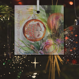 Ornement En Verre Aquarelle Whimsical Photo de Noël