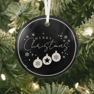 Ornement En Verre Arbre de Noël à motif étoile flocon de neige noir 