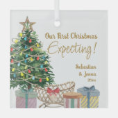 Ornement En Verre Arbre de Noël et crèche (Recto)