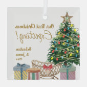 Ornement En Verre Arbre de Noël et crèche (Verso)