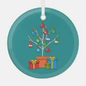 Ornement En Verre Arbre de Noël minimal avec présentation (Recto)