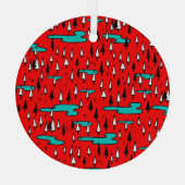 Ornement En Verre Arbres à main levée : motif de Noël scandinave. (Verso)