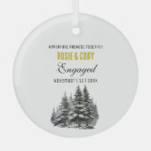 Ornement En Verre Arbres de pin rustique de Noël Couple Engagé (Recto)