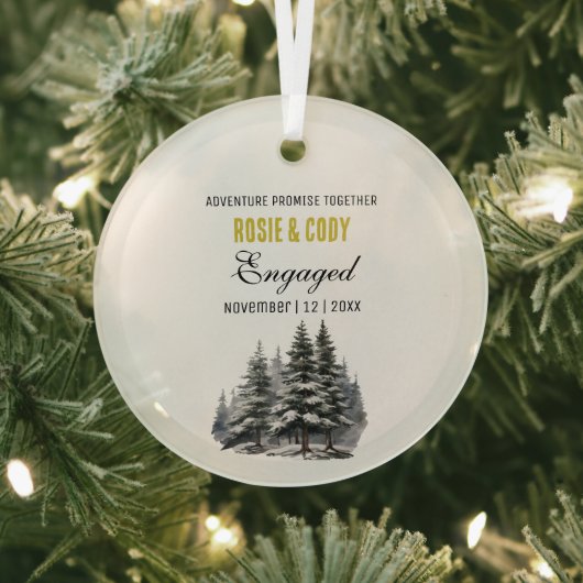 Ornement En Verre Arbres de pin rustique de Noël Couple Engagé (Insitu)