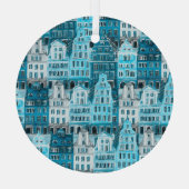 Ornement En Verre Architecture d'Amsterdam, aquarelle bleue. (Verso)