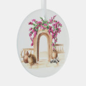 Ornement En Verre Architecture méditerranéenne, fleurs, aquarelle, h (Avant droite)