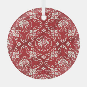 Ornement En Verre Arrière - plan chinois en spirale rouge fleur.