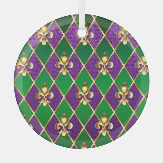 Ornement En Verre Arrière - plan de bijoux Mardi Gras (Recto)