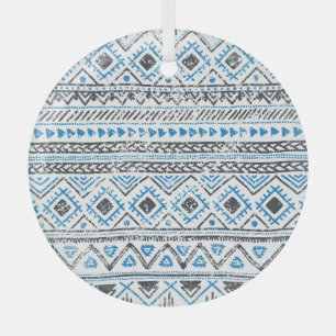 Ornement En Verre Arrière - plan sans couture blanc bleu ethnique.