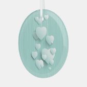 Ornement En Verre Arrière - plan vert clair avec coeur blanc 3D (Avant gauche)