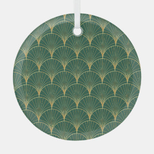 Ornement En Verre Art déco feuille de palme verte