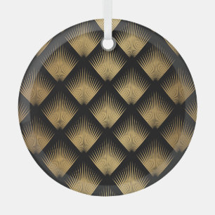 Ornement En Verre Art Déco, motif d'or noir.