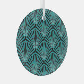 Ornement En Verre Art Déco : motif ventilateur vert. (Avant droite)