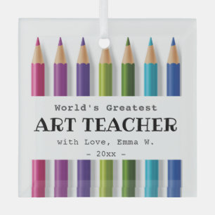 Ornement En Verre Art enseignant idée cadeau de crayons personnalis