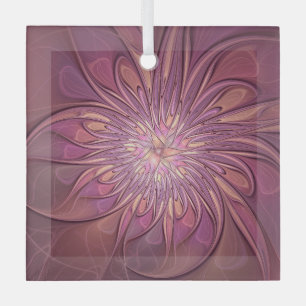 Ornement En Verre Art floral fractal moderne abstrait couleurs de ba