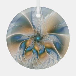 Ornement En Verre Art fractal de fantaisie abstraite avec du bleu