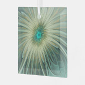 Ornement En Verre Art fractal de fleurs de fantaisie vert sauge abst (Avant gauche)