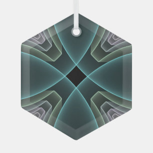Ornement En Verre Art graphique géométrique fractal sarcelle moderne