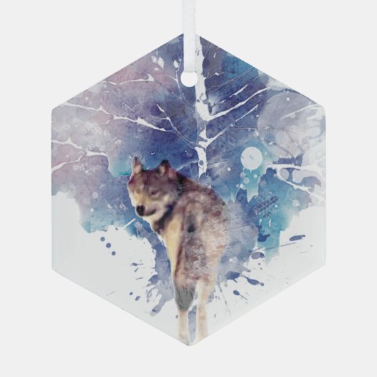 Ornement En Verre Art graphique Wolf Retour Faune Nature Art (Verso)