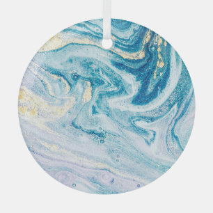 Ornement En Verre Art Océanique : Fissures D'Agate De Marbre.