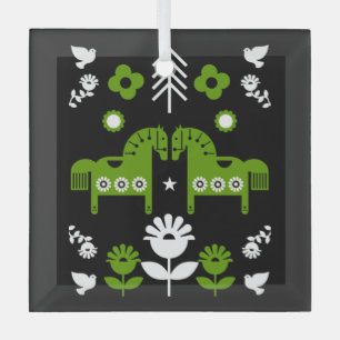 Ornement En Verre Art populaire de cheval scandinave