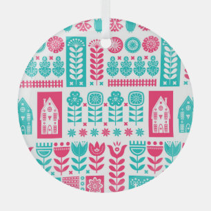 Ornement En Verre Art populaire scandinave : Vintage sans couture