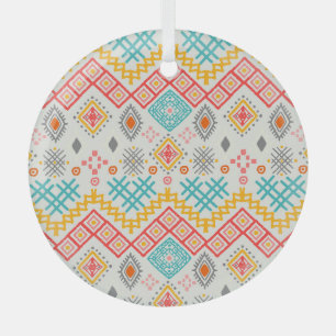 Ornement En Verre Art tribal : imprimé géométrique boho.