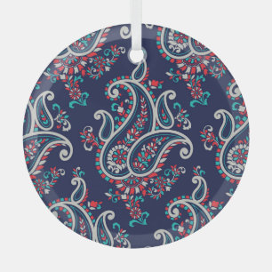 Ornement En Verre Asian Paisley : Conception Traditionnelle Sans Cou