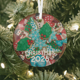 Ornement En Verre Assiette de biscuits de Noël en sucre découpés et