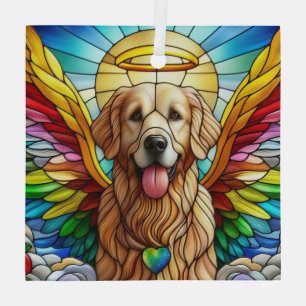 Ornement En Verre Attrape-soleil arc-en-ciel ange Golden Retriever
