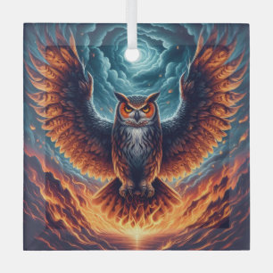 Ornement En Verre Au-dessus et au-dessous - Wise Owl Art