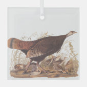 Ornement En Verre Audubon Turquie Hen et poussins à l'automne (Recto)