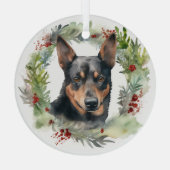 Ornement En Verre Australie Kelpie Noël Wreath Festive Pup (Verso)