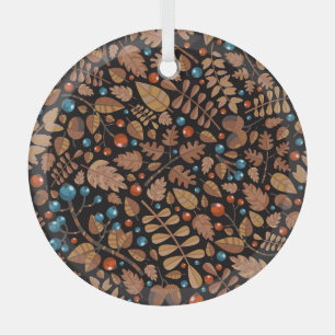 Ornement En Verre Automne Plantes d'hiver : Motif Vintage