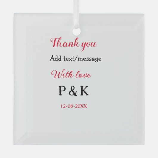 Ornement En Verre Avec amour ajoutez lettre nom de couple merci ajou (Recto)