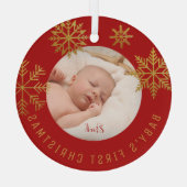 Ornement En Verre Babys First Christmas Photo Don (Verso)