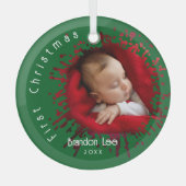 Ornement En Verre Baby's First Christmas Splatter Pattern  (Recto)