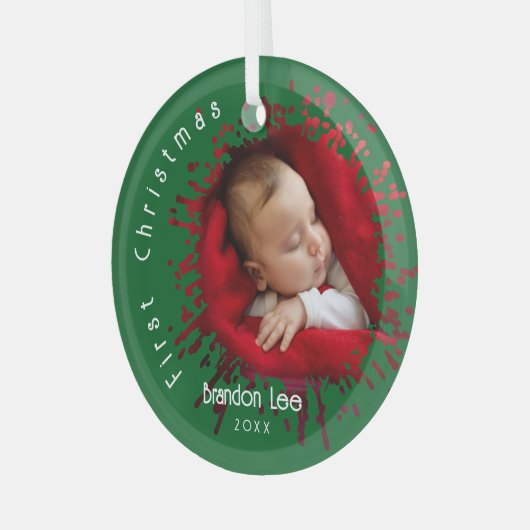Ornement En Verre Baby's First Christmas Splatter Pattern (Avant gauche)