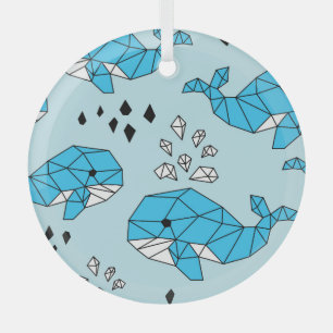 Ornement En Verre Baleine géométrique : Motif mignon sans couture